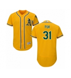 Men's Oakland Athletics #31 A.J. Puk Gold Alternate Flex Base Authentic Collection Baseball Player Jersey