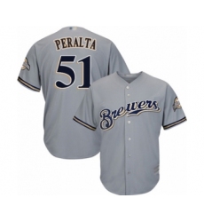 Youth Milwaukee Brewers #51 Freddy Peralta Authentic Grey Road Cool Base Baseball Player Jersey