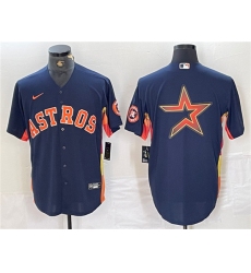 Men's Houston Astros Navy Team Big Logo With Cool Base Stitched Baseball Jersey