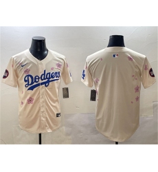 Men's Los Angeles Dodgers Blank Cream 2025 Tokyo Series Limited Stitched Baseball Jersey