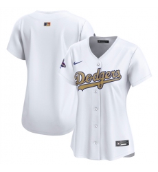 Women's Los Angeles Dodgers Blank White 2025 Gold Collection Limited Stitched Baseball Jersey(Run Small)