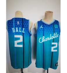 Men's Charlotte Hornets #2 Lamelo Ball Blue 2021-22 City Edition Stitched Basketball Jersey