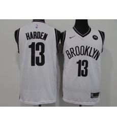 Men's Nike Brooklyn Nets #13 James Harden Authentic White Basketball Jersey