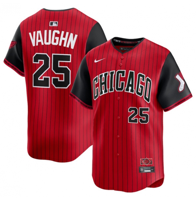 Men's Chicago White Sox #25 Andrew Vaughn Red Black 2025 City Connect Limited Stitched Baseball Jersey