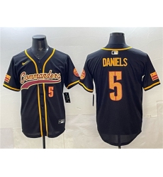 Mens Washington Commanders #5 Jayden Daniels Black Limited Stitched Baseball Jersey Mens Washington Commanders #5 Jayden Daniels Black Limited Stitched Baseball Jersey