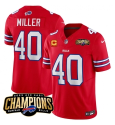 Men's Buffalo Bills #40 Von Miller Red 2023 F.U.S.E. AFC East Champions With 4-star C Football Stitched Jersey Men's Buffalo Bills #40 Von Miller Red 2023 F.U.S.E. AFC East Champions With 4-star C Football Stitched Jersey