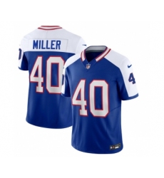 Men's Nike Buffalo Bills #40 Von Miller Blue White 2023 F.U.S.E. Throwback Vapor Untouchable Limited Football Stitched Jersey Men's Nike Buffalo Bills #40 Von Miller Blue White 2023 F.U.S.E. Throwback Vapor Untouchable Limited Football Stitched Jersey