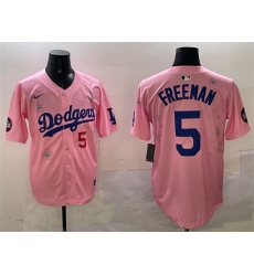 Men's Los Angeles Dodgers #5 Freddie Freeman Pink 2025 Tokyo Series Limited Stitched Baseball Jersey