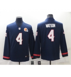 Men's Cleveland Browns #4 Deshaun Watson Nike Navy Blue Therma Long Sleeve Limited Jersey Men's Cleveland Browns #4 Deshaun Watson Nike Navy Blue Therma Long Sleeve Limited Jersey