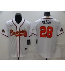 Men's Atlanta Braves #28 Matt Olson Nike White 2022 Gold Program Authentic Player Jersey