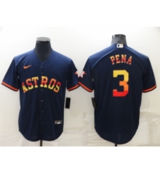 Men's Houston Astros #3 Jeremy Pena Navy Blue Rainbow Stitched MLB Cool Base Nike Jersey