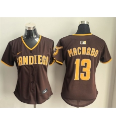 Women's San Diego Padres #13 Manny Machado Brown Limited Stitched Baseball Jersey(Run Small)