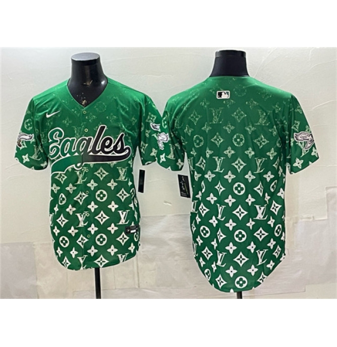 Men's Philadelphia Eagles Blank Green With Limited Stitched Baseball Jersey