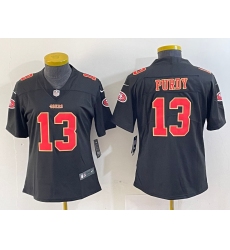 Women's San Francisco 49ers #13 Brock Purdy Black Red Fashion Vapor Limited Stitched Jersey
