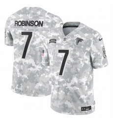 Men's Atlanta Falcons #7 Bijan Robinson 2024 Arctic Camo Salute To Service Limited Stitched Football Jersey Men's Atlanta Falcons #7 Bijan Robinson 2024 Arctic Camo Salute To Service Limited Stitched Football Jersey