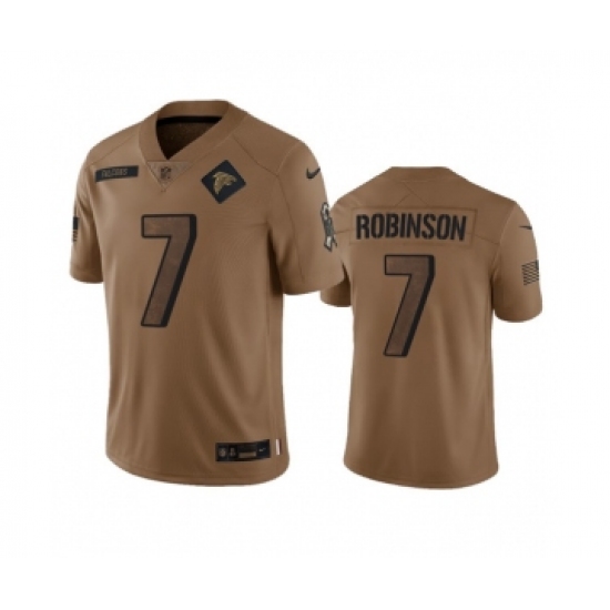 Men's Nike Atlanta Falcons #7 Bijan Robinson 2023 Brown Salute To Setvice Limited Football Stitched Jersey Men's Nike Atlanta Falcons #7 Bijan Robinson 2023 Brown Salute To Setvice Limited Football Stitched Jersey