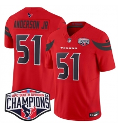 Men's Houston Texans #51 Will Anderson Jr. Red F.U.S.E. 2024 AFC South Division Champions Vapor Limited Stitched Football Jersey Men's Houston Texans #51 Will Anderson Jr. Red F.U.S.E. 2024 AFC South Division Champions Vapor Limited Stitched Football Jersey
