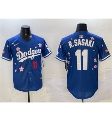 Men's Los Angeles Dodgers #11 Roki Sasaki Royal 2025 Tokyo Series Limited Stitched Baseball Jersey
