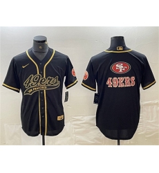 Men's San Francisco 49ers Black Team Big Logo With Cool Base Stitched Baseball Jersey