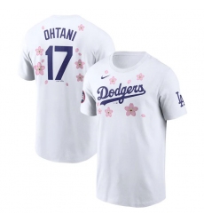 Men's Los Angeles Dodgers #17 Shohei Ohtani White 2025 Tokyo Series Name & Number T-Shirt
