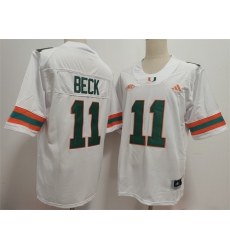 Men's Miami Hurricanes #11 Carson Beck White Stitched Football Jersey