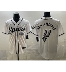 Men's San Antonio Spurs Team Big Logo White Stitched Baseball Jersey