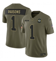 Men's Green Bay Packers #1 Micah Parsons Olive 2025 F.U.S.E. Salute to Service Limited Football Stitched Jersey