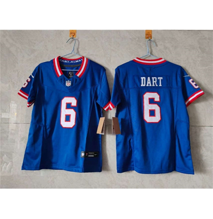 Women's New York Giants #6 Jaxson Dart Blue F.U.S.E. Throwback Limited Stitched Jersey(Run Small)
