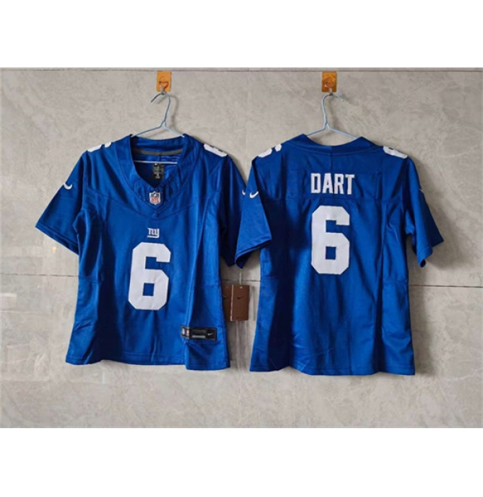 Women's New York Giants #6 Jaxson Dart Blue F.U.S.E. Vapor Limited Stitched Jersey(Run Small)