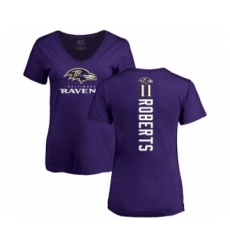 Football Women's Baltimore Ravens #11 Seth Roberts Purple Backer T-Shirt
