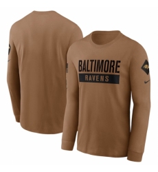 Men's Baltimore Ravens 2023 Brown Salute To Service Long Sleeve T Shirt