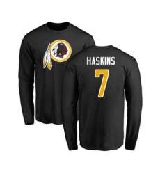 Football Washington Redskins #7 Dwayne Haskins Black Name & Number Logo Long Sleeve T-Shirt