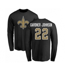 Football New Orleans Saints #22 Chauncey Gardner-Johnson Black Name & Number Logo Long Sleeve T-Shirt