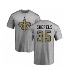 Football New Orleans Saints #35 Marcus Sherels Ash Name & Number Logo T-Shirt