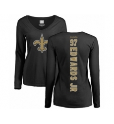 Football Women's New Orleans Saints #97 Mario Edwards Jr Black Backer Slim Fit Long Sleeve T-Shirt