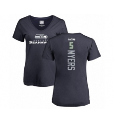 Football Women's Seattle Seahawks #5 Jason Myers Navy Blue Backer T-Shirt