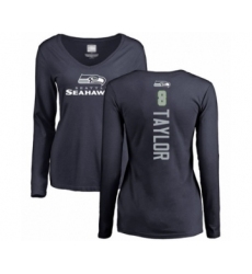 Football Women's Seattle Seahawks #8 Jamar Taylor Navy Blue Backer Long Sleeve T-Shirt