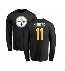 Football Pittsburgh Steelers #11 Justin Hunter Black Name & Number Logo Long Sleeve T-Shirt