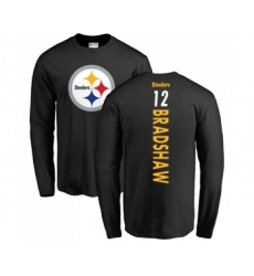 Football Pittsburgh Steelers #12 Terry Bradshaw Black Backer Long Sleeve T-Shirt