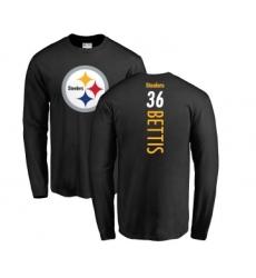 Football Pittsburgh Steelers #36 Jerome Bettis Black Backer Long Sleeve T-Shirt