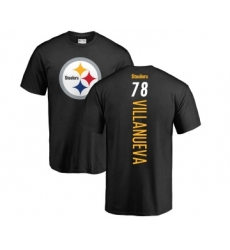 Football Pittsburgh Steelers #78 Alejandro Villanueva Black Backer T-Shirt