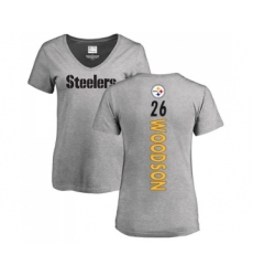 Football Women's Pittsburgh Steelers #26 Rod Woodson Ash Backer V-Neck T-Shirt