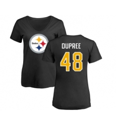 Football Women's Pittsburgh Steelers #48 Bud Dupree Black Name & Number Logo Slim Fit T-Shirt