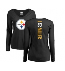 Football Women's Pittsburgh Steelers #83 Heath Miller Black Backer Slim Fit Long Sleeve T-Shirt