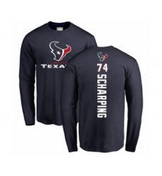 Football Houston Texans #74 Max Scharping Navy Blue Backer Long Sleeve T-Shirt