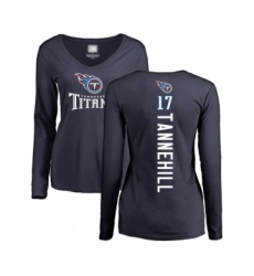 Football Women's Tennessee Titans #17 Ryan Tannehill Navy Blue Backer Long Sleeve T-Shirt