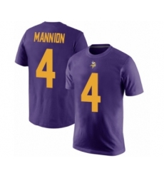 Football Minnesota Vikings #4 Sean Mannion Purple Rush Pride Name & Number T-Shirt