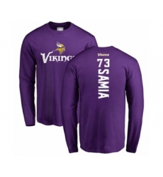 Football Minnesota Vikings #73 Dru Samia Purple Backer Long Sleeve T-Shirt