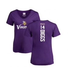 Football Women's Minnesota Vikings #14 Stefon Diggs Purple Backer Slim Fit T-Shirt