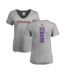 Football Women's Minnesota Vikings #55 Anthony Barr Ash Backer V-Neck T-Shirt